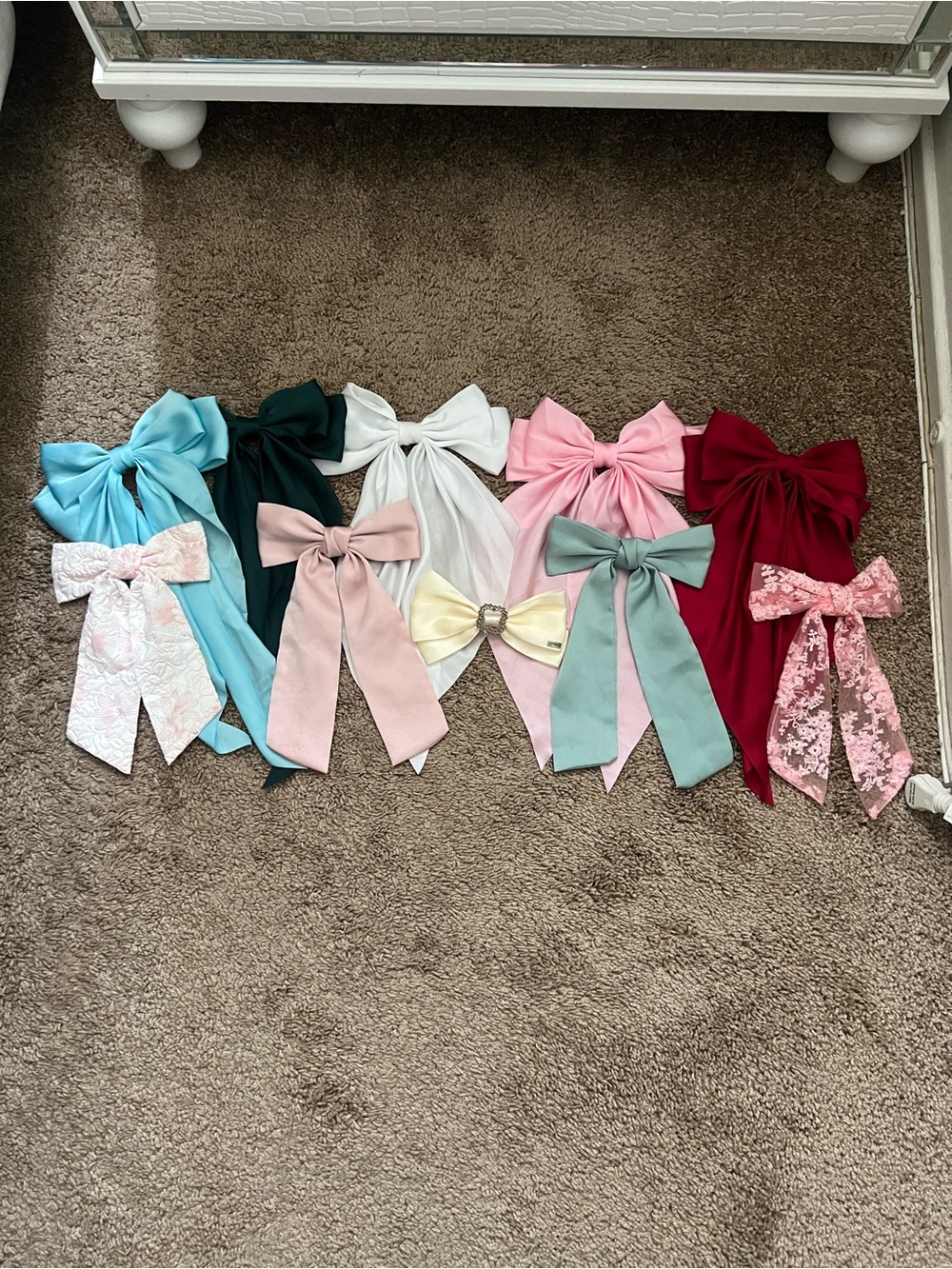 Girls Satin & Lace Bow Hair Clips - Assorted Pastel Colors